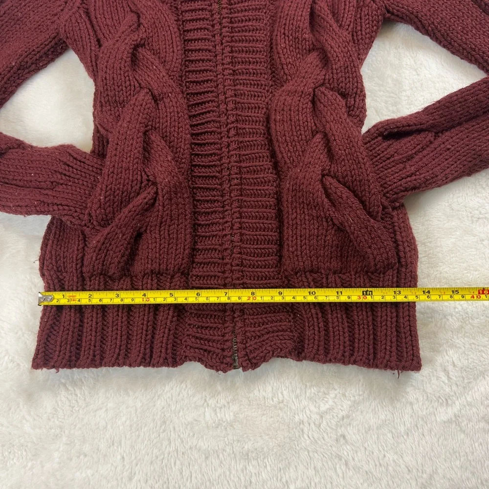 UGG Australia Lamb Trim & Merino Wool Cable Knit Hooded Cardigan - Picture 8 of 11